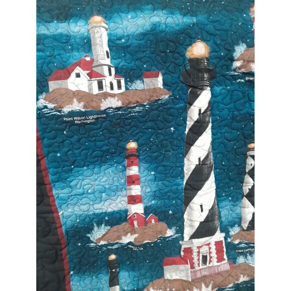 Lighthouse Lap Quilt, Large Size Handmade - Picture 2 of 4